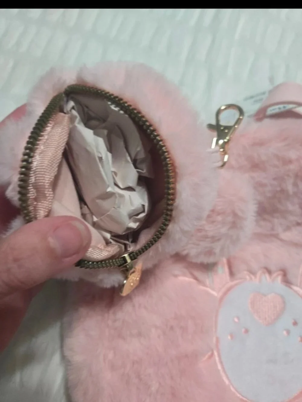 Care Bears Pink Mini Backpack Zip Closure Adjustable Strap Coin Purse Gold